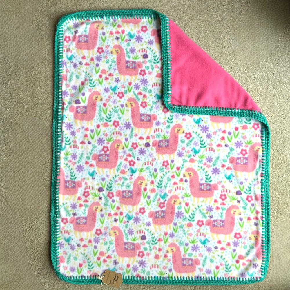 Handmade Baby Blanket 2-Ply Fleece Crochet Edging Llama Toddler Stroller Lovey - Picture 3 of 4